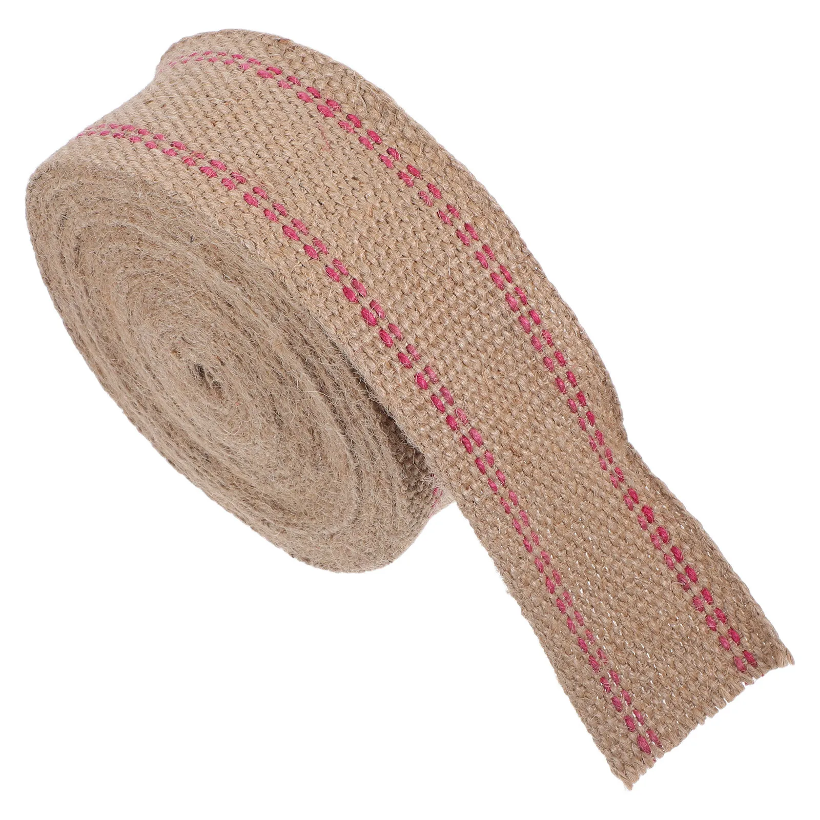 

Red Stripe Jute Webbing Tape Sturdy Natural Fiber Rope for Furniture Tape Carpet Edge Binding Craft Decorations Handmade DIY