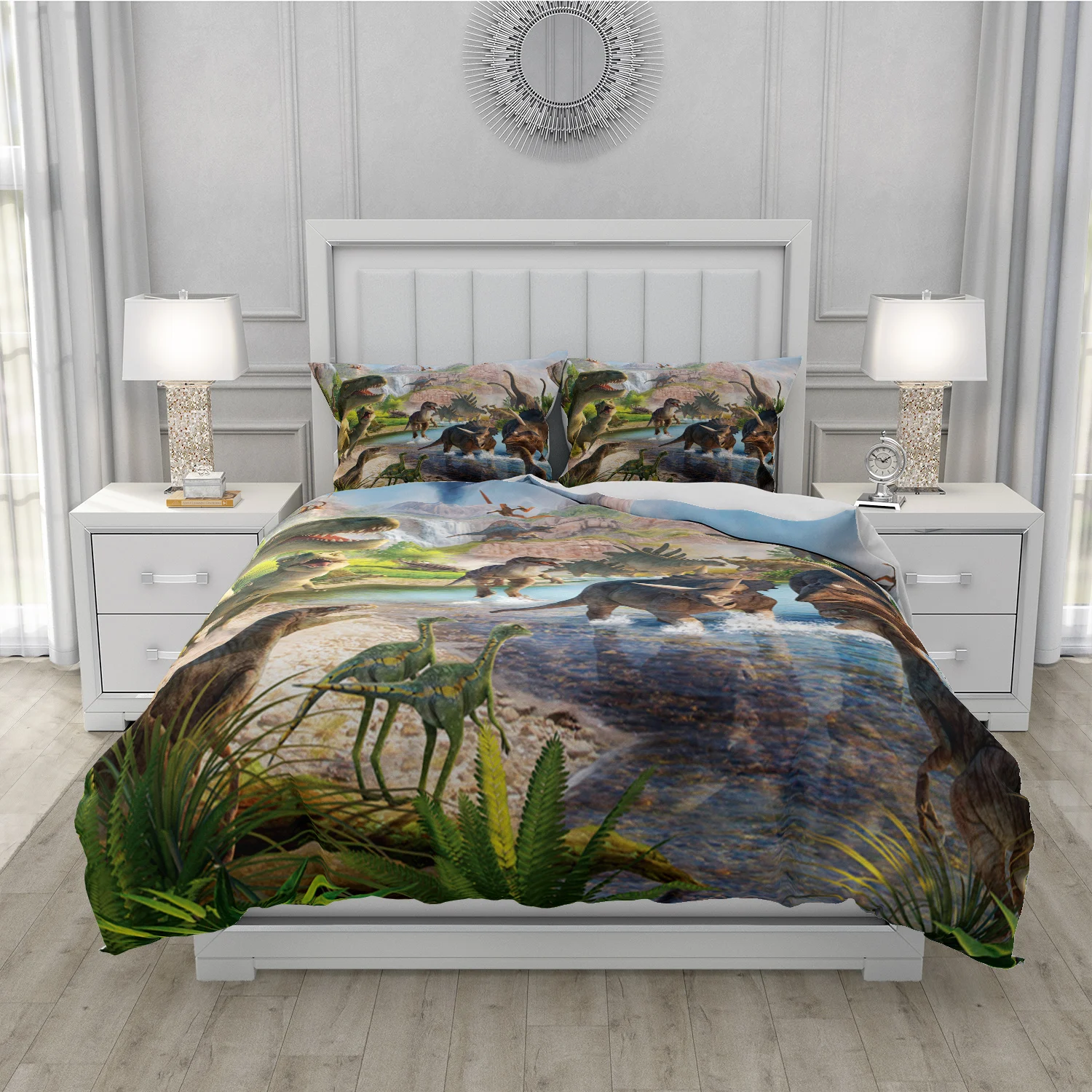 3D Dinosaur Printed Duvet Cover King Twin Queen Double Size Kit Ultra-fine Fiber Pillowcase 2024 New Wholesale Bedspread