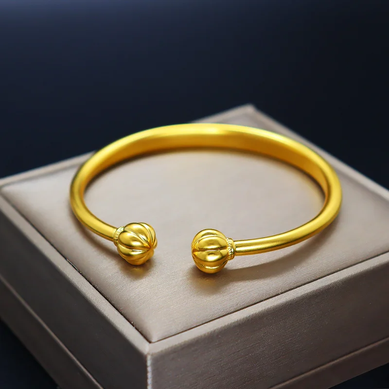 

High quality AU999 gold bracelet, women's fashionable temperament 24K gold charm open bracelet jewelry gift