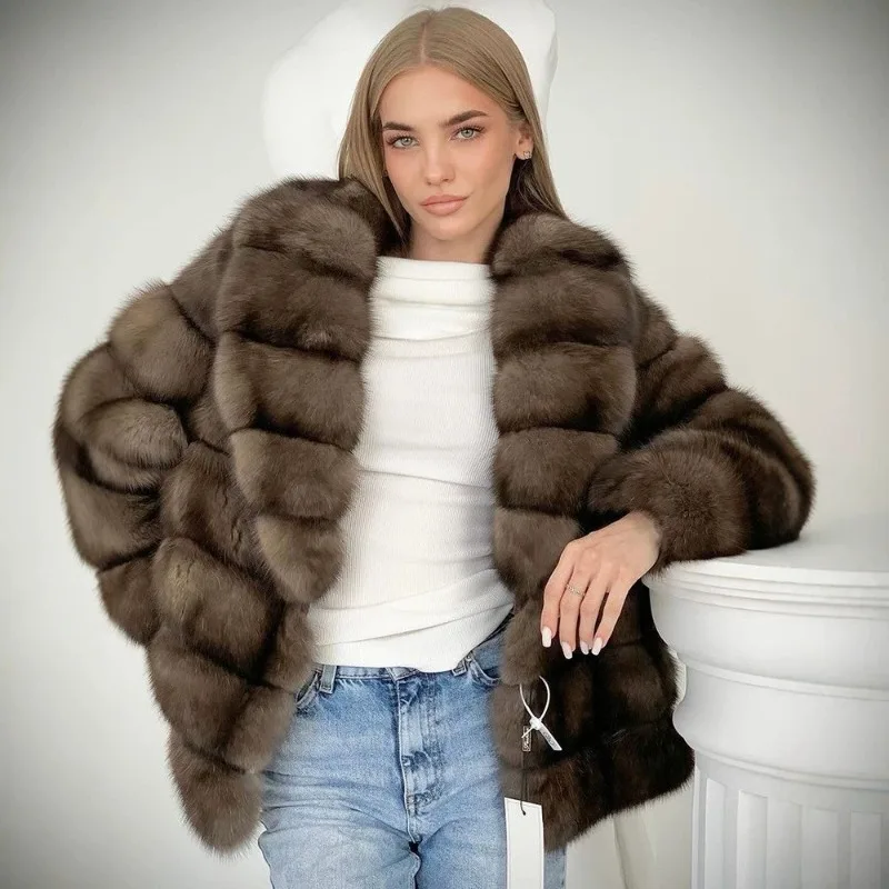 The New Winter Comfortable Women's Coat with A Large Lapel Fox Fur Mink A High-end Faux Fur Coat Exudes An Elegant Refined Charm