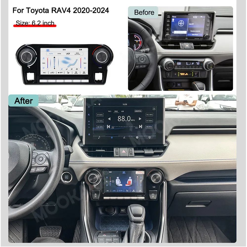 6.2 Inch Touch Screen Climate Control Panel For Toyota RAV4 RAV 4 2020~2024 Digital AC Panel Screen Air Conditioning Upgrade