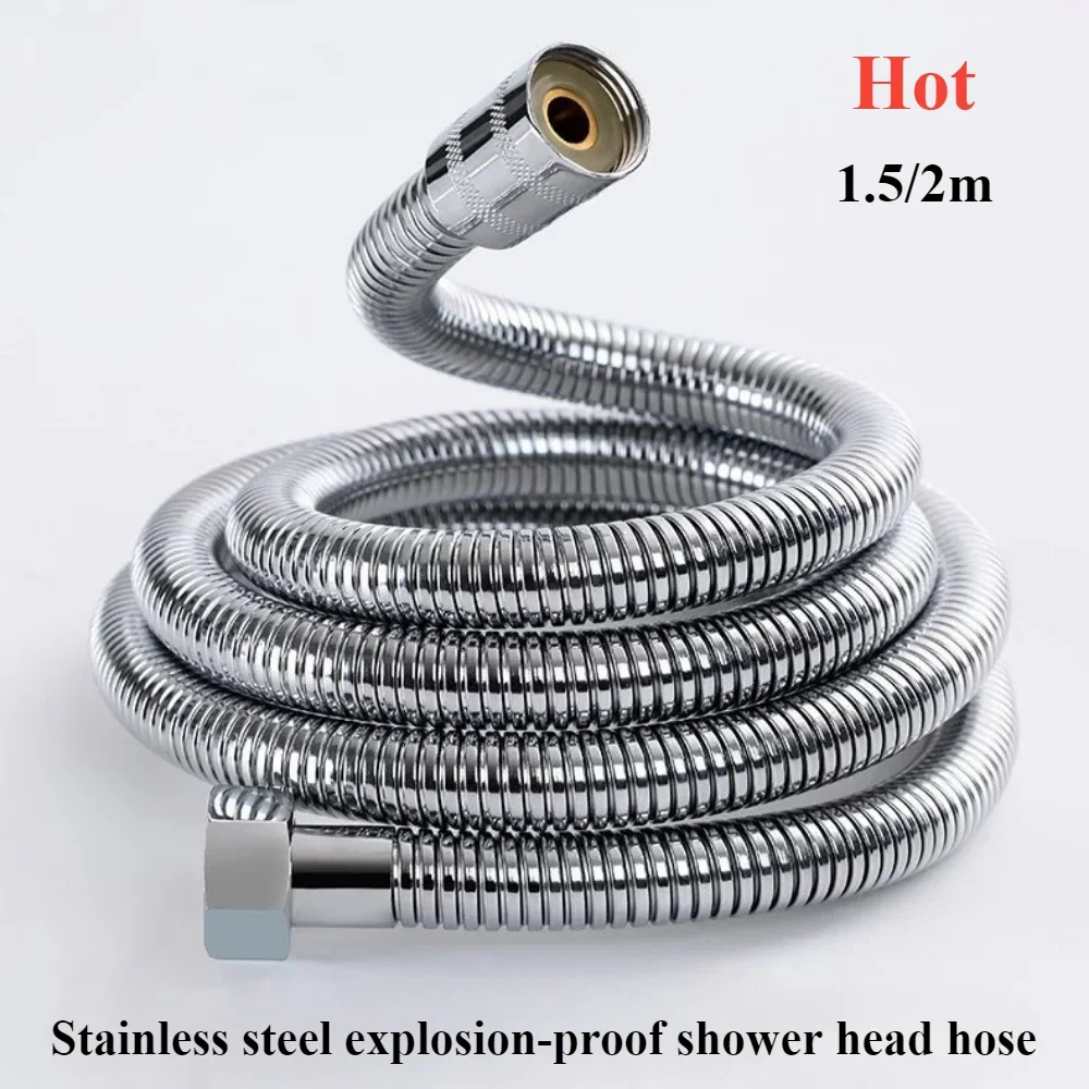 1.5/2M Stainless Steel Black/silver Hose Extended Tube Bathroom Shower Pipe Pipe Water Pipe Drawer Bathroom Accessories Pipes