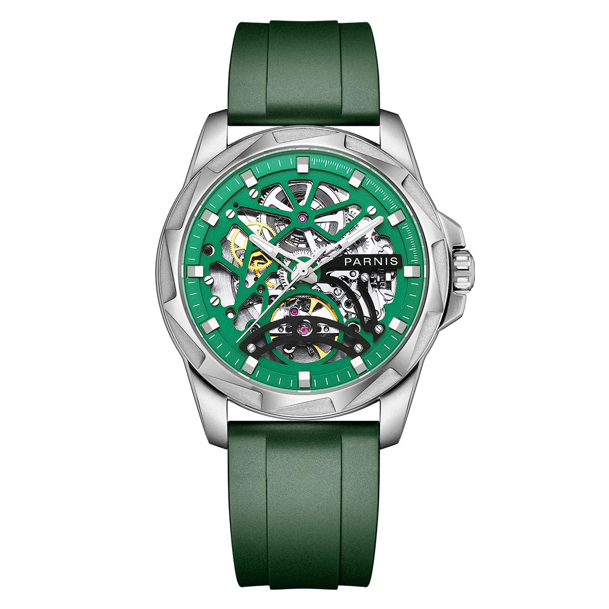 

2024 Luxury Parnis 43mm Green Dial Men Watches Sapphire Crystal Automatic Mechanical Watch For Men Top Brand reloj hombre Clock