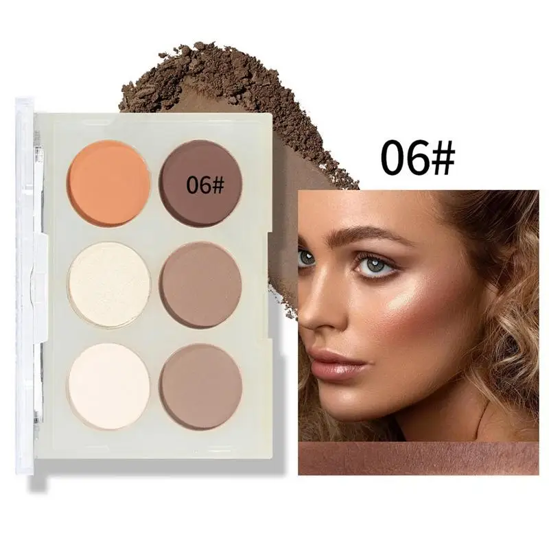 Nieuwe 6 Kleuren Gezicht Markeerstift Poeder Contour Palet Corrector Poeder Palet Contouren Markeerstift Bronzer Make-Up Poeder