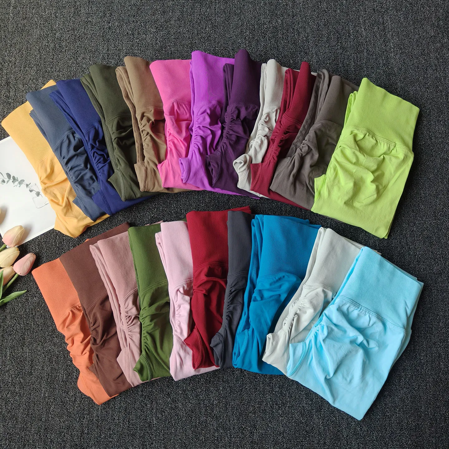Pfirsichfarbene Yoga-Hose mit hoher Taille, Hüftstraffung, Fitness, hochelastisch, schnelltrocknend, enge Sportleggings, nahtlose Trainingshose – Detail 1