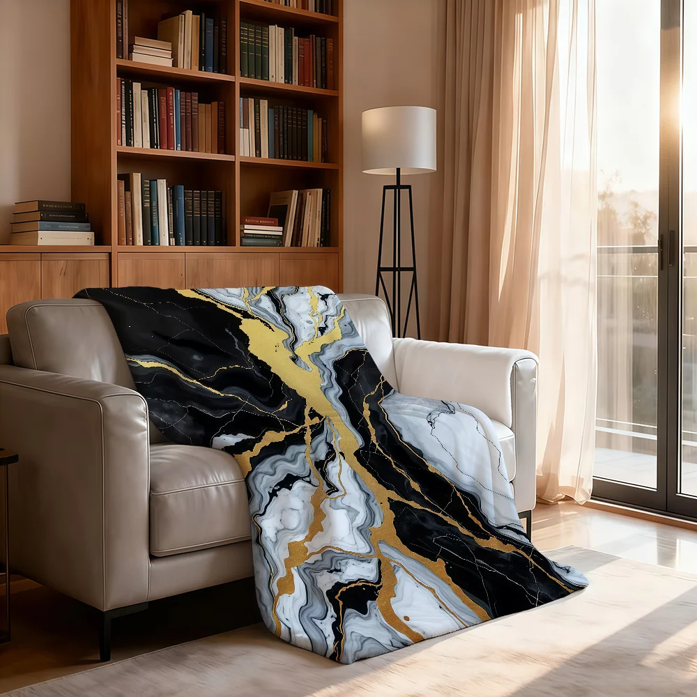 Black Marble Design Blanket Soft Throw Blanket for Home Bedroom Bed Sofa Picnic Travel Office Rest Cover Blanket Gift