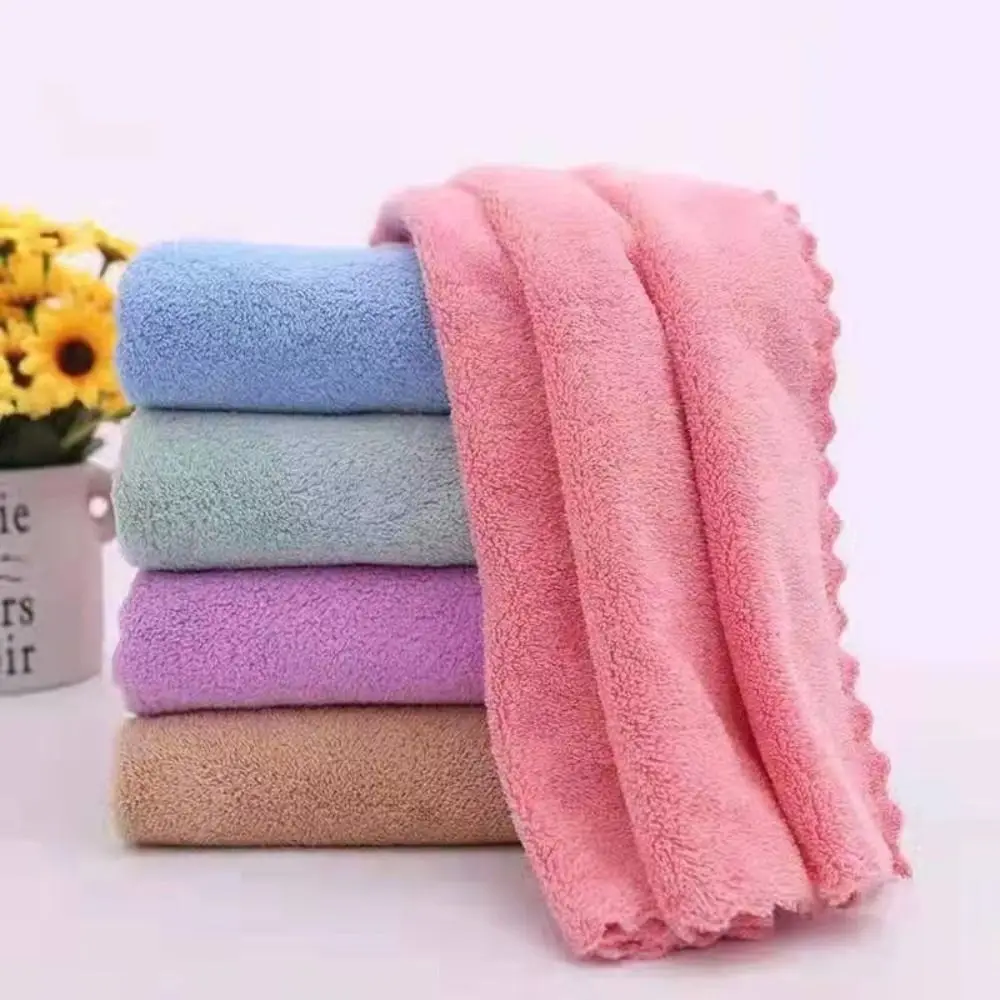 Soft Bathroom Towel Quick-drying Coral Velvet Towel Thickened Highly Absorbent Lint-free Facial Towel 35*75cm