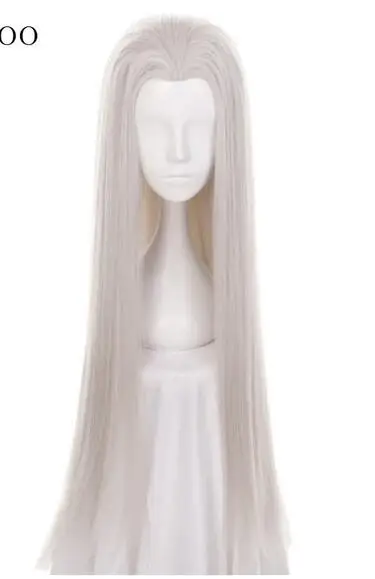 100cm Silver Grey Long Straight Synthetic Hair  Cosplay Wig Heat Resistance Fiber