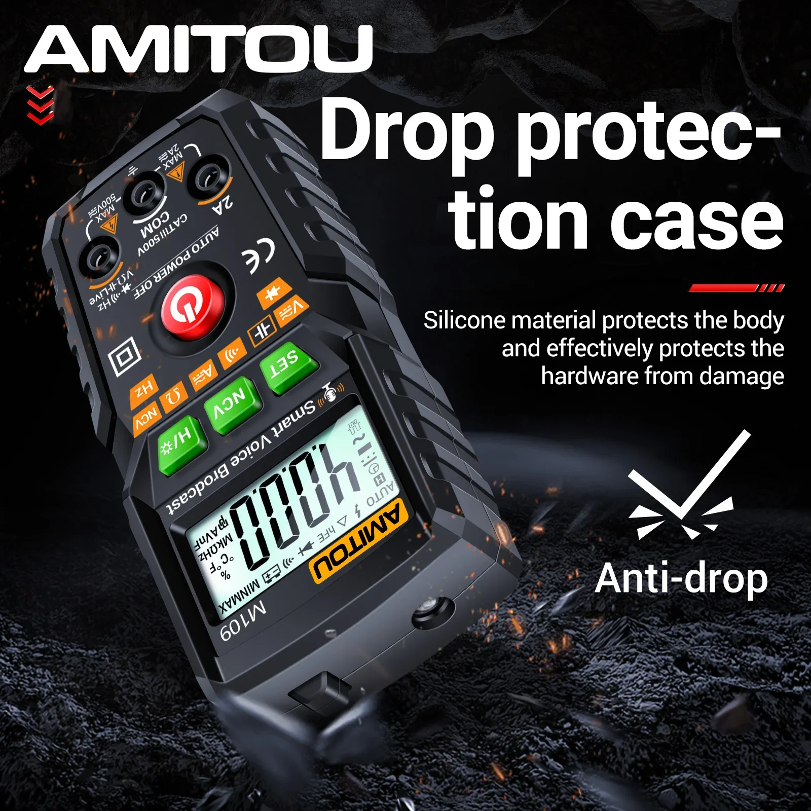 مقياس بث صوتي ذكي من AMITOU M109 متعدد متر صحيح RMS مقياس الجهد الفولتميتر/تيار مستمر مقياس التيار الكهربائي مقياس الجهد المتعدد أدوات اختبار احترافية
