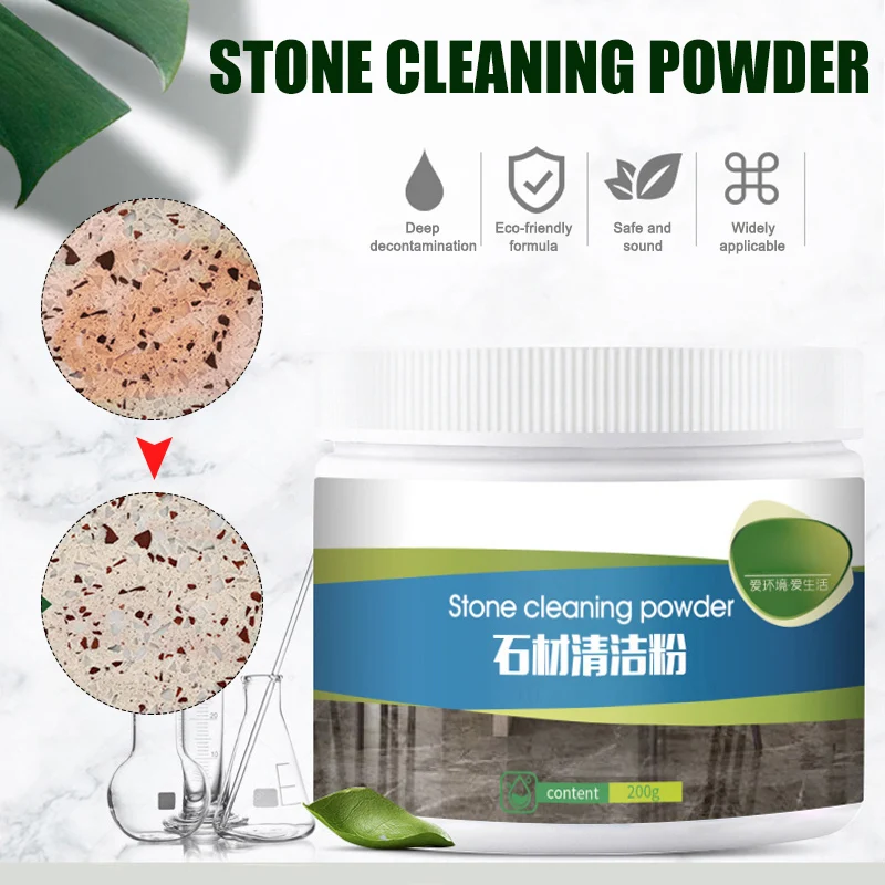 200g Granite Stone Stain Floor Remover Oil Stain Cleaning Powder For Kitchen Bathroom Tiles Flagstone Strong Stain Cleaner Tool