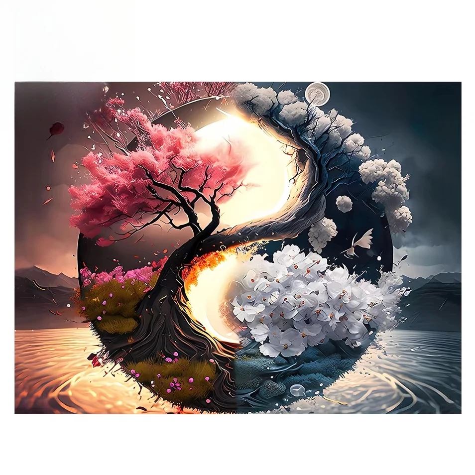 

Paper Puzzle Creative Yin Yang Sun, Moon, Tree of Life, Hand-decorated, Fun To Explore Puzzles, Educational Toys, Birthday Gift