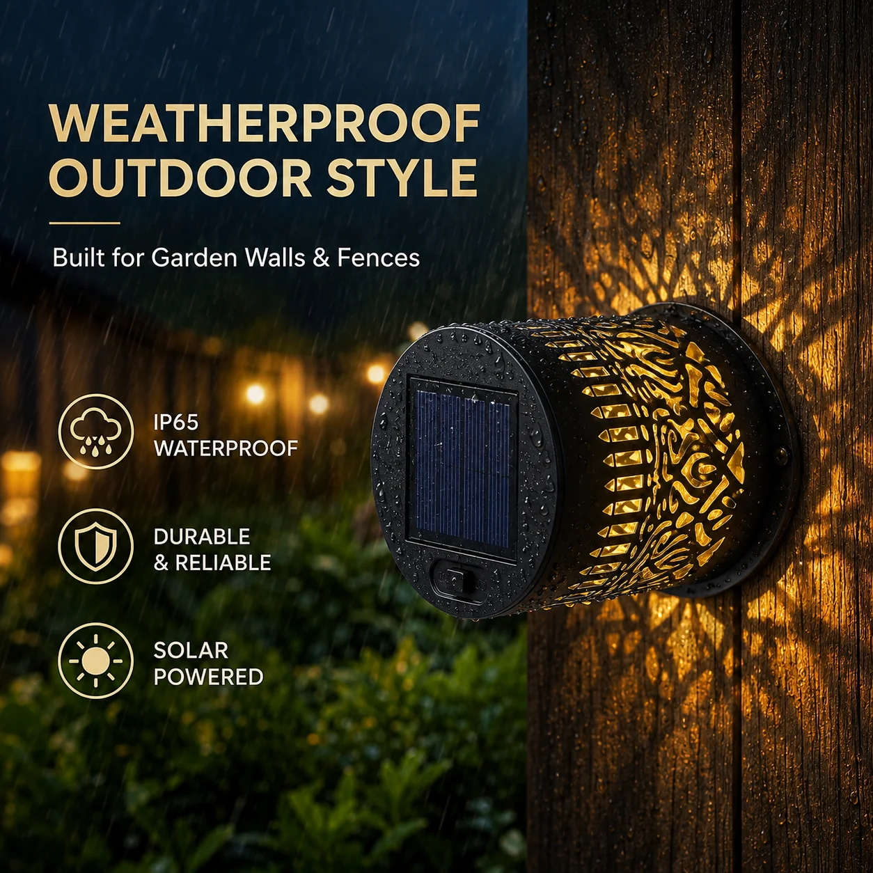 Solar Wall Lights Outdoor Garden LED Fence Lamp Datura Pattern Waterproof IP65 Solar Powered Decorative Light Patio Yard Pathway