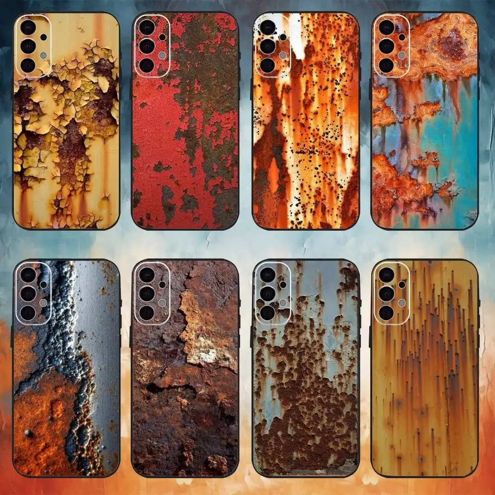 

R-Retro Industrial Rusty Phone Case For Samsung S25,S24,S21,S22,S23,S30,Ultra,S20,Plus,Fe,Note,10,9,5G Black Cover