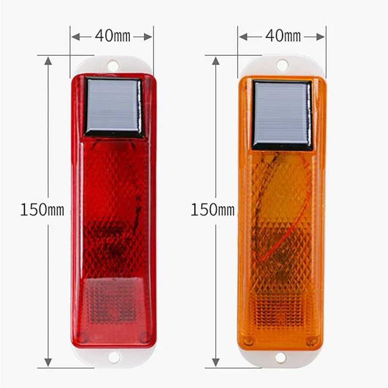 2pcs Warning LED Lamp Strobe Solar Lamp  Solar Warning Lamp Chip Control Bridge Night Driving Safety Light Traffic Caution Light