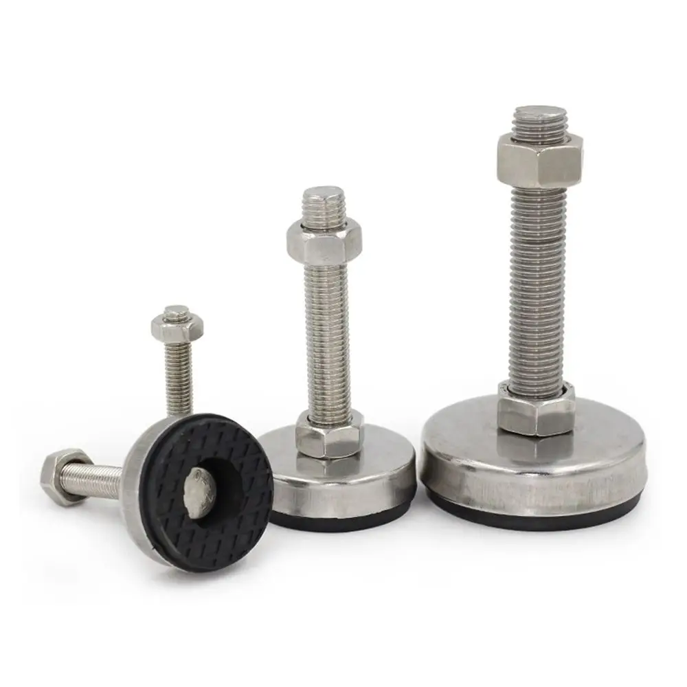 1Pcs M8 M10 M12 M14 Furniture Leveling Foot 304 Stainless Steel Rubber Seat Table Leg Leveler Anti Slip Fixed Adjusting