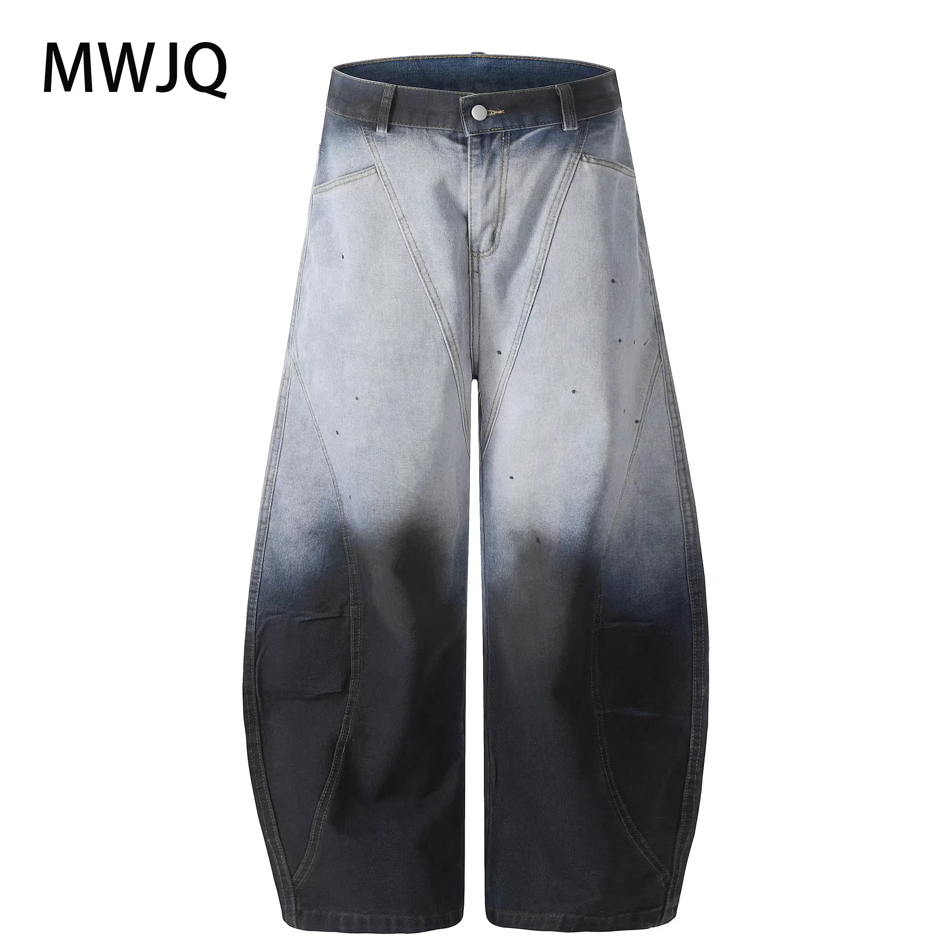 

MWJQ Contrast Color Y2K Machete Jeans High Quality Male 2025 New Bottom American Washed Street Denim Trousers Men Tide 010258