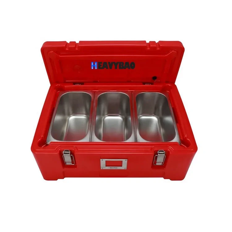 Heavybao Catering Supplies Rotomold Plastic PE Box Top Loading Insulated Food Pan Container Thermal Carrier with GN Pan