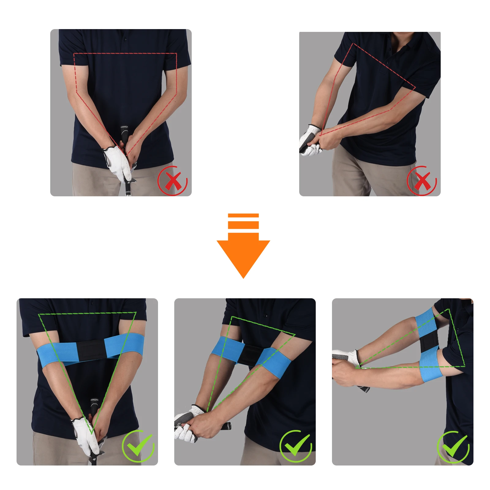 1PC Golf Swing Trainer Arm Band Professionelle Elastische Golf Swing Geste Corrector Für Männer Frauen Anfänger ﻿