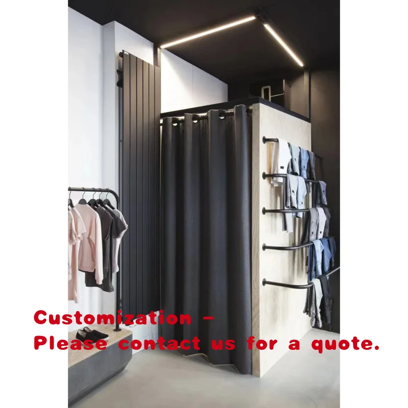 custom.Custom Boutique Metal Dressing Room Fitting Room Furniture Golden Black Portable Changing Room Clothing Shop