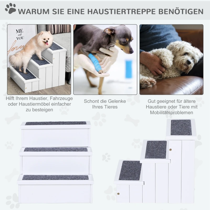 Haustiertreppen für Hunde und Katzen aus skandinavischer Kiefer, 40,5 x 44,5 x 38 cm, mit Teppichaufbewahrung. – Detail 4