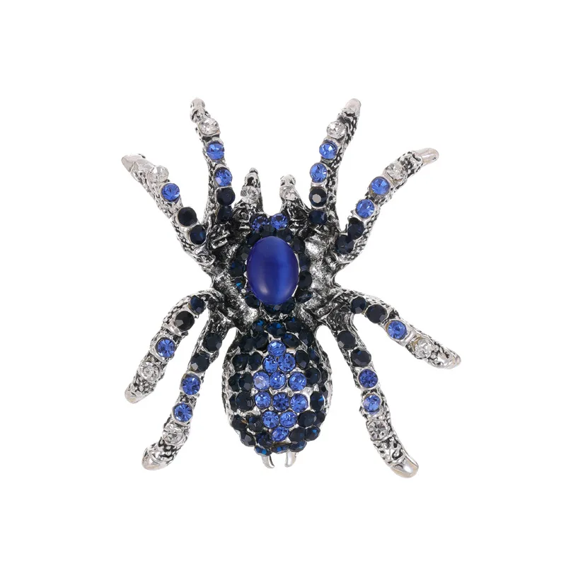 Hot Punk Exaggerated Spider Brooch Luxury Crystal Quality Insect Big Spider Pearl Accessory Pin Halloween Day Jewelry Gift