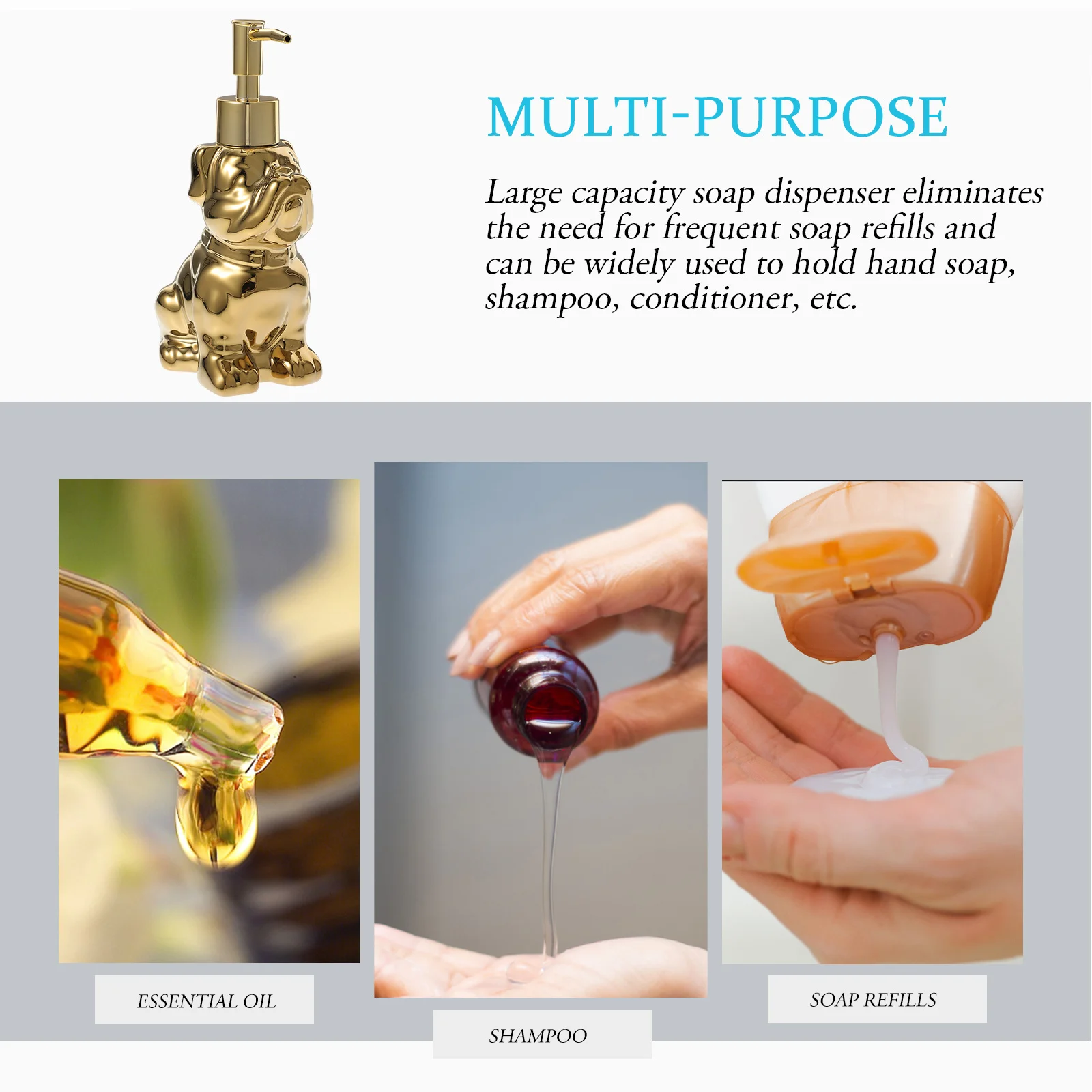 

Керамическая бутылка-дозатор для мыла с дизайном собаки, многоразовая бутылка-насос большой емкости для мыла для рук, шампуня, кондиционера