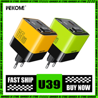 Wekome U39 Gallium Nitride Charger Socket 65w Fast Usbc Type-C Charger Fast Charging For Iphone Android  Smartphone Gamer Gifts