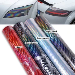 Car Motorcycle Vinyl Wrap Foil Laser Honeycomb Headlight Taillight Tint Film Modify Color Changing Stickers Car Styling