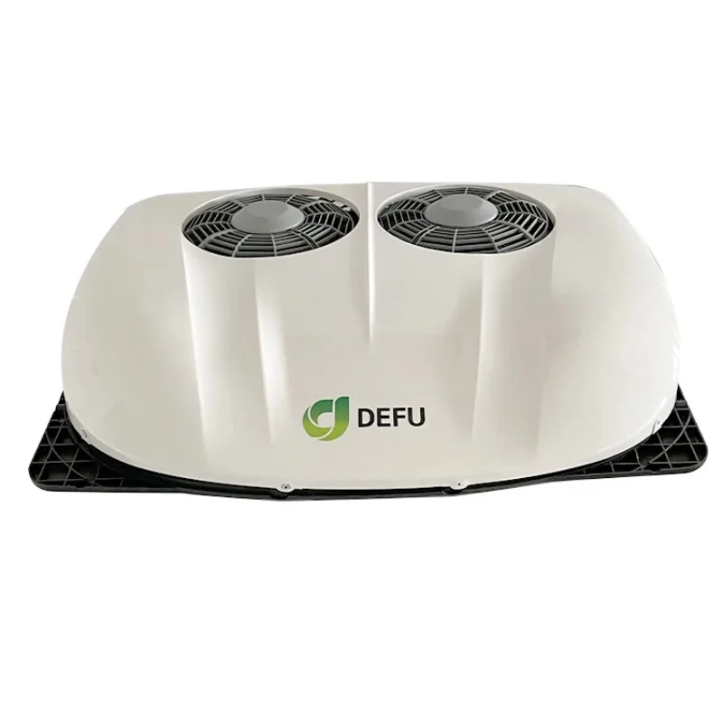 High Cooling Capacity Double Fan 800w Brushless Motor Fan Light 12v 24v Parking Air Conditioner For Truck RV Camper Van
