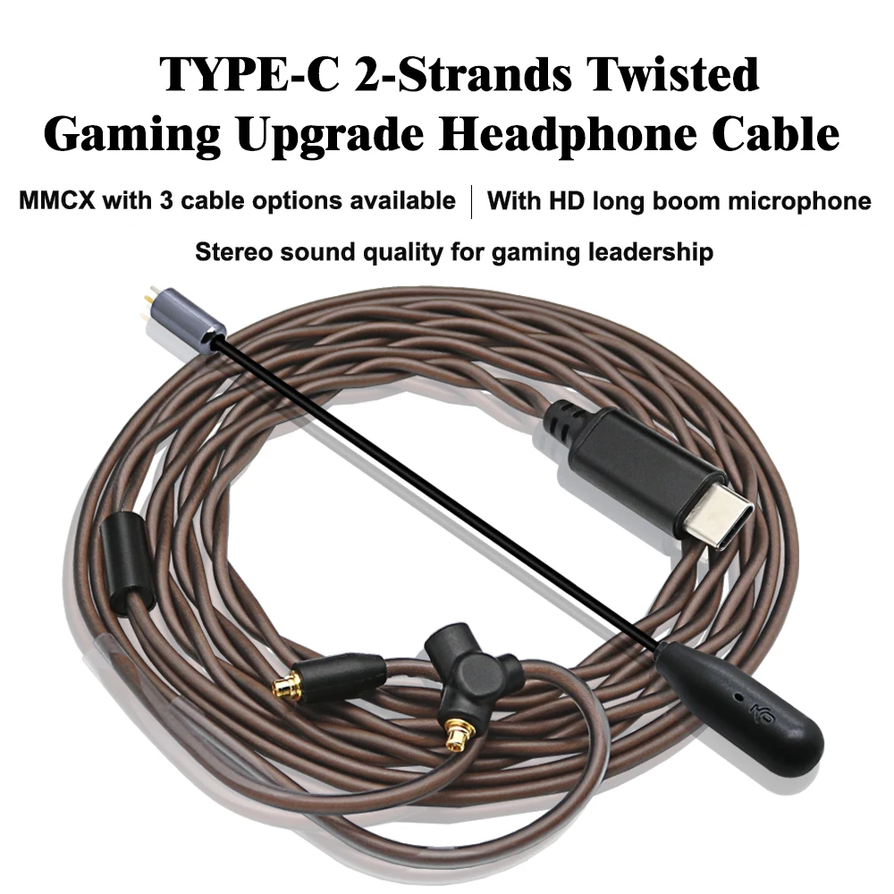 

Сменный интерфейс MMCX TYPE-C, игровой обновленный кабель для наушников с шумоподавлением и микрофоном для наушников UE900 SE535 SE215