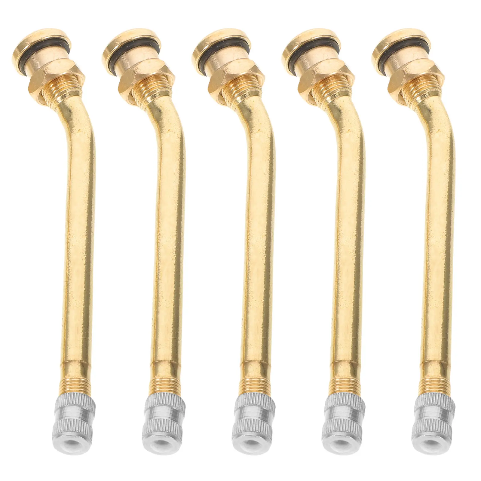 5Pcs Bus Truck Tire Valve Stems Tubeless Brass Bend Clamp-in 4.5 Inch Heavy Duty Metal Valve Stems for Wheel Tire Replacement
