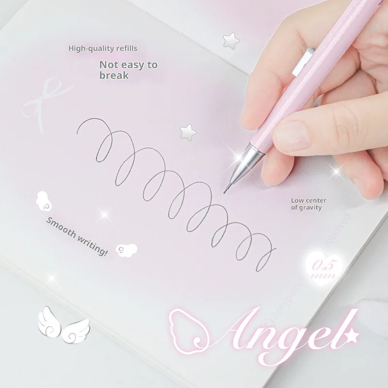 مجموعة أقلام رصاص ميكانيكية كريستالية من RosyPosy، تصميم ضغط جانبي على طراز Ins 0.5 مم قلم رسم ورسم لمكتب المدرسة للأطفال والطلاب #4