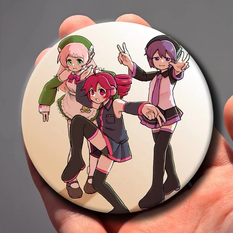 1PC Momone Momo,Adachi Rei,Utane Uta Pins Cute Cartoon Music Anchor Badge Exquisite Round Brooches