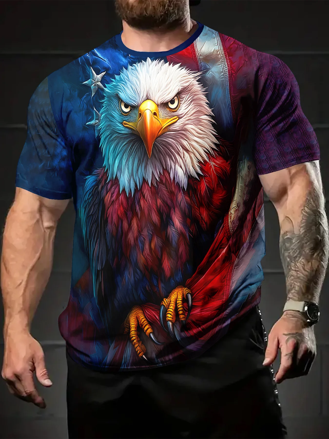 

Мужская футболка с флагом орла и 3D патриотическим орлом с американским флагом, дышащая обычная футболка с короткими рукавами, мужские и женские рубашки, детская футболка