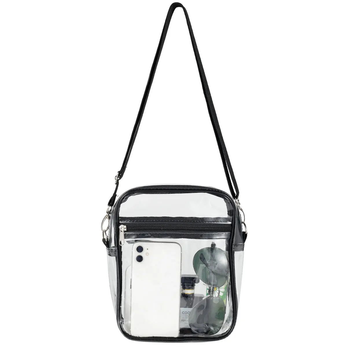 Clear Crossbody Purse Bag Stadium Approved Transparent Shoulder Bag See Through Gym Waterproof Zippered Tote Bag for Sports