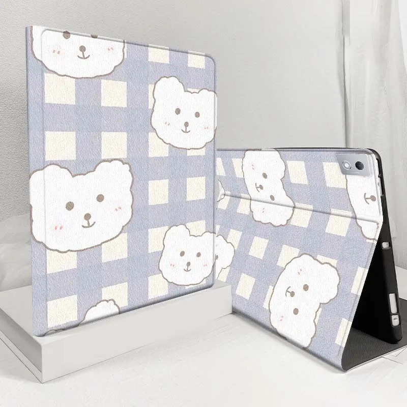 

Чехол с клетчатым узором и рисунком медведя для Lenovo Pad Legion Xiaoxin Tab Y700 K10 M10 P11 3rd Pro GT Plus Gen 5G Tablet