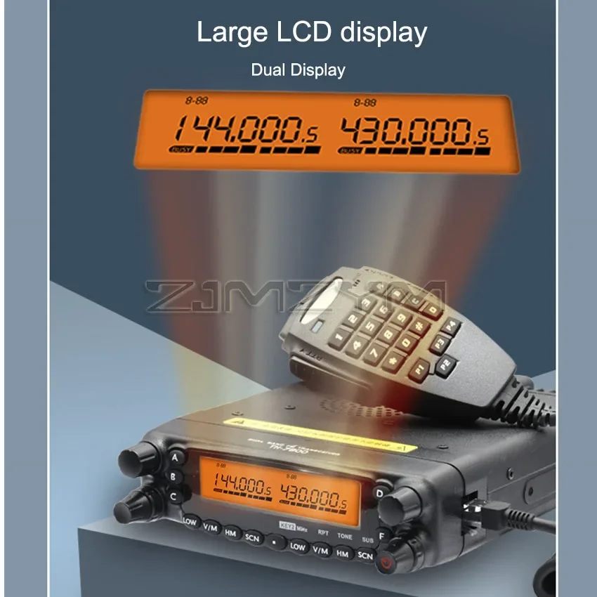 TH-7800 Dual display Car Radio Walkie talkie Dual Band 134-174/400-480MHz 50W  Mobile Transceiver Two way radio