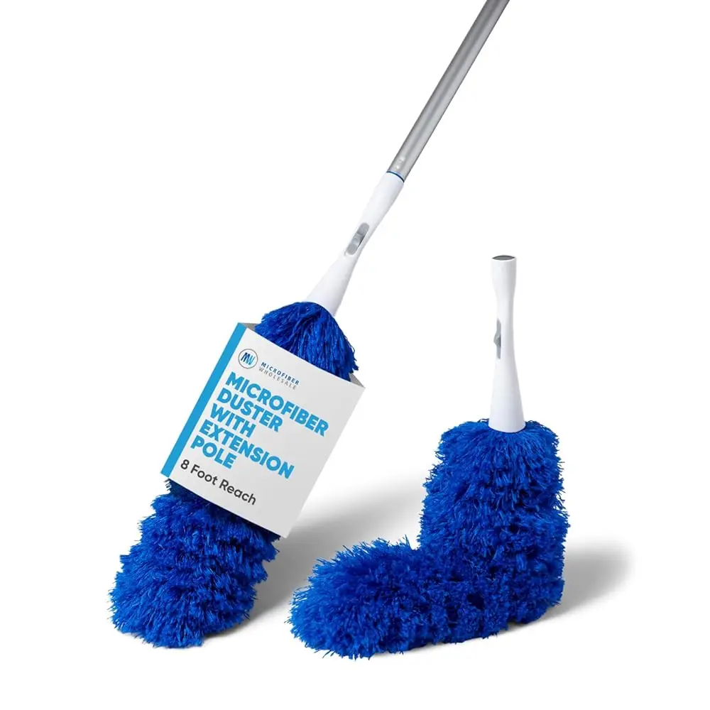 

2 Pack of Microfiber Flexible Dusters with Heavy Duty Extension Pole | 8' Reach | Clean Ceiling Fans, Cobwebs, Light Fixtures