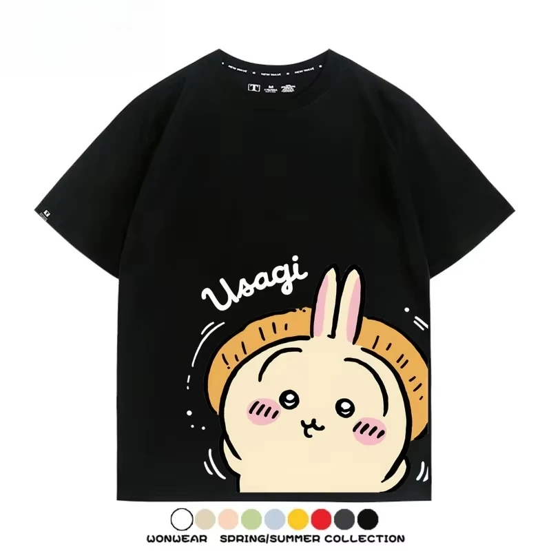 Anime Chiikawa Usagi Short Sleeve T-Shirt Couple Style 2D Design Kawaii Creative Fashion Casual Daily Use Gift 2026 New Lovely