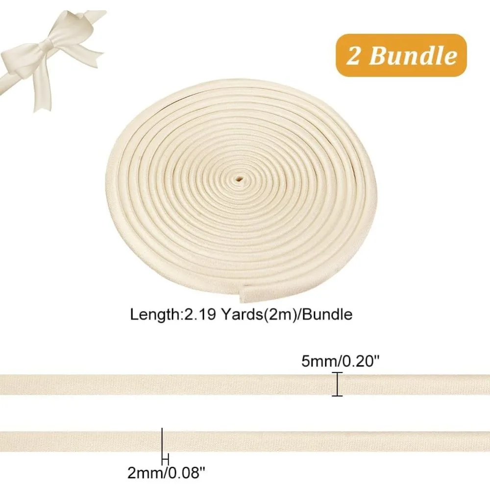 2 Bundle 78.7 Inches Women's Tie Back for Wedding Bridal Gown 0.2 Inch Cream Colour Adjustable Lace up Dress Cord Back Corset