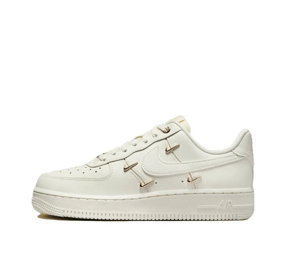 

Женские низкие туфли для скейтбординга Nike Air Force 1, мини-золотые, золотисто-белые, удобные из прочной кожи FV3654-111
