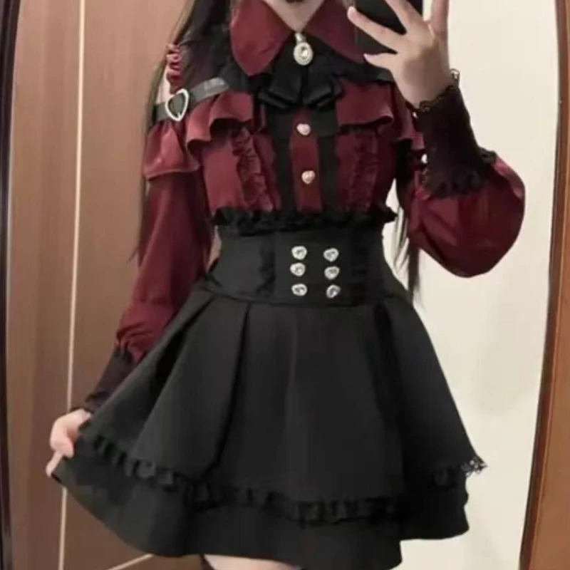 عيد الميلاد الحلو Kawaii لوليتا فستان المرأة الأميرة سليم تنورة صغيرة خمر أنيقة مساء حفلة القوطية Harajuku Y2K ثقافة فرعية