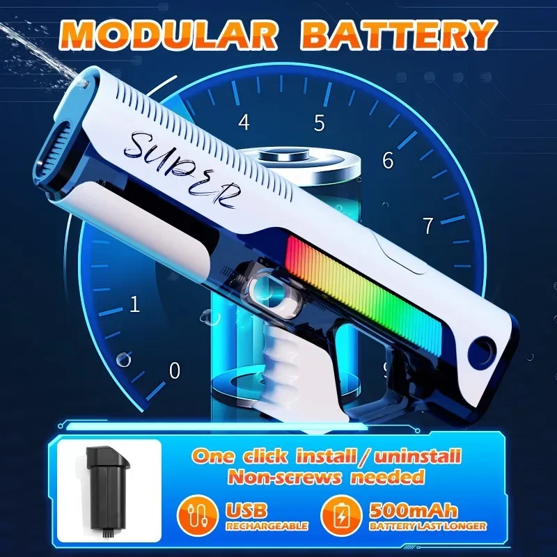 Elektrische Wasserpistolen für Erwachsene, leistungsstarkes Spritzen, automatische Wassersaug-Wasserblasen, Sommer-Outdoor-Strandspielzeug für Kinder, Geschenk