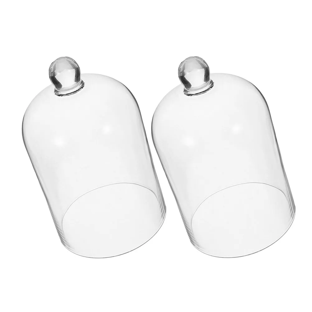 

2Pcs Clear Glass Dome Cover for Eternal Flower Protection High Transparency Display Jar for Dried Flowers Craft Lipstick