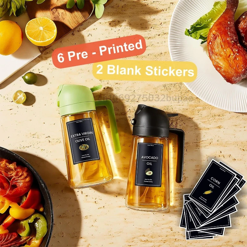 Oil Dispenser 2 in 1 Spray Bottle for Oil and Dual Purpose Oil Pourer Spritzer with Handle for Kitchen Cooking Baking BBQ
