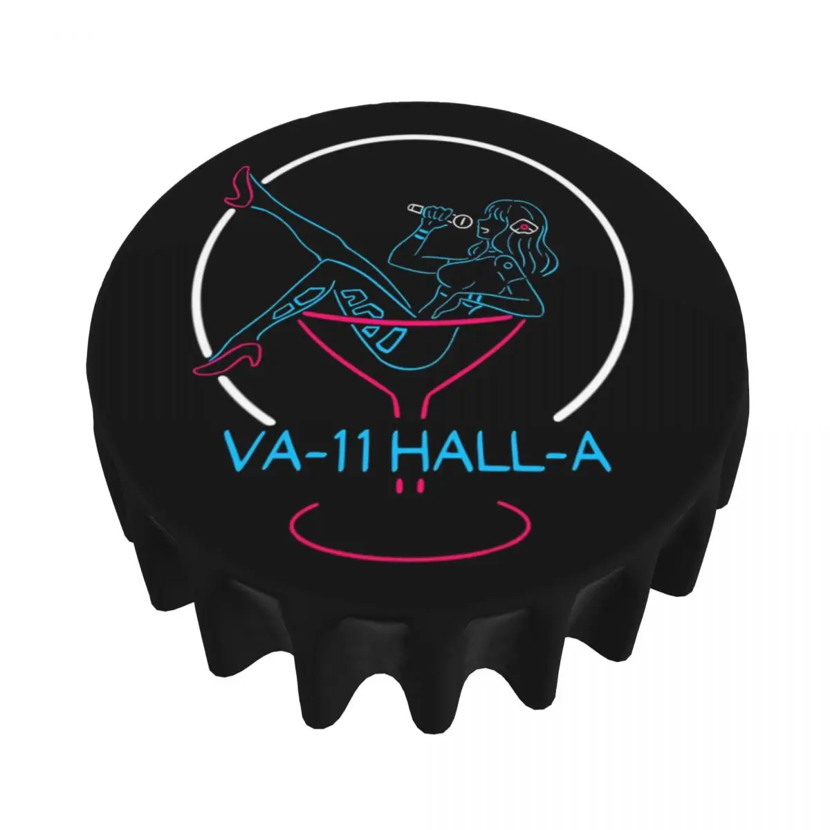 

VA-11 Хол-А Неоновая вывеска Водонепроницаемая круглая скатерть Маслостойкая скатерть для кухонных мероприятий Крышка обеденного стола 60 дюймов