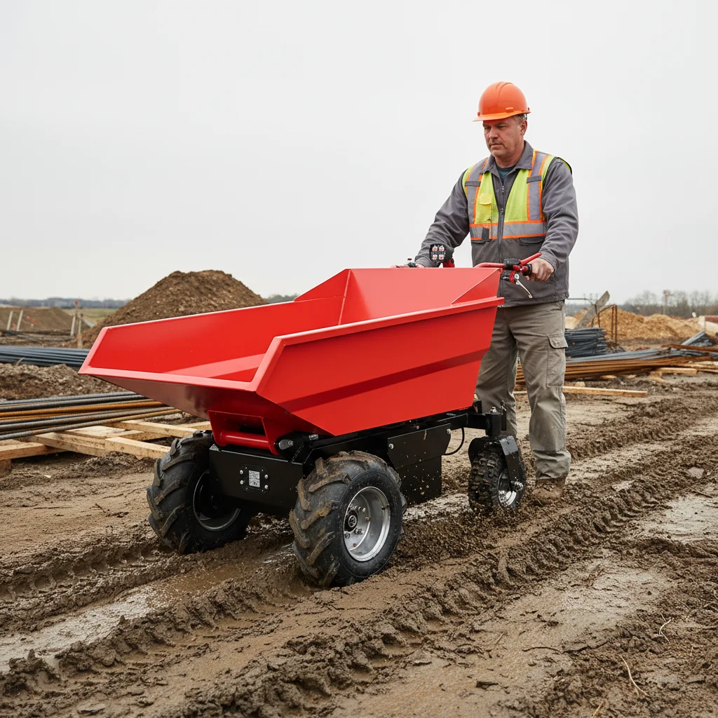 

Outdoor Working Hand Push Wheeled Automatic Tipping Truck Self-Dumping Hopper Cart Heavy Duty Hauling Wagon