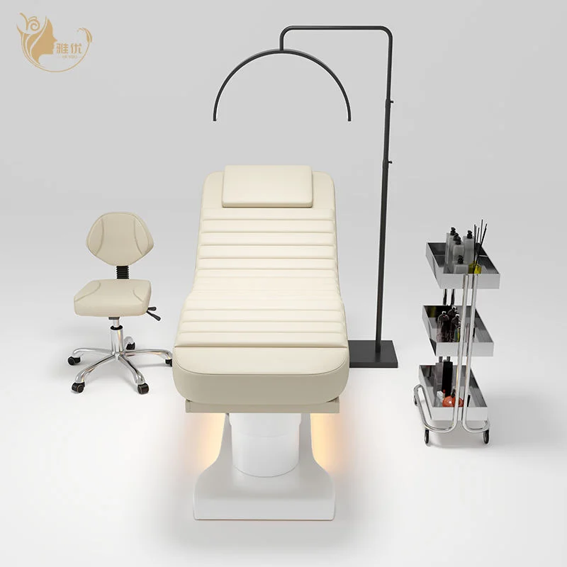 سرير تدليك التجميل الكهربائي الأبيض من Yayou لعلاجات الصالونات، سرير سبا قابل للتعديل