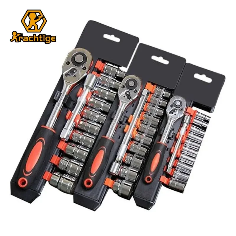 Krachtige 12Pcs 1/4 3/8 1/2 Inch Socket Ratchet Wrench Set for Bicycle Motorcycle Car Repairing Multi-function Wrench Tool