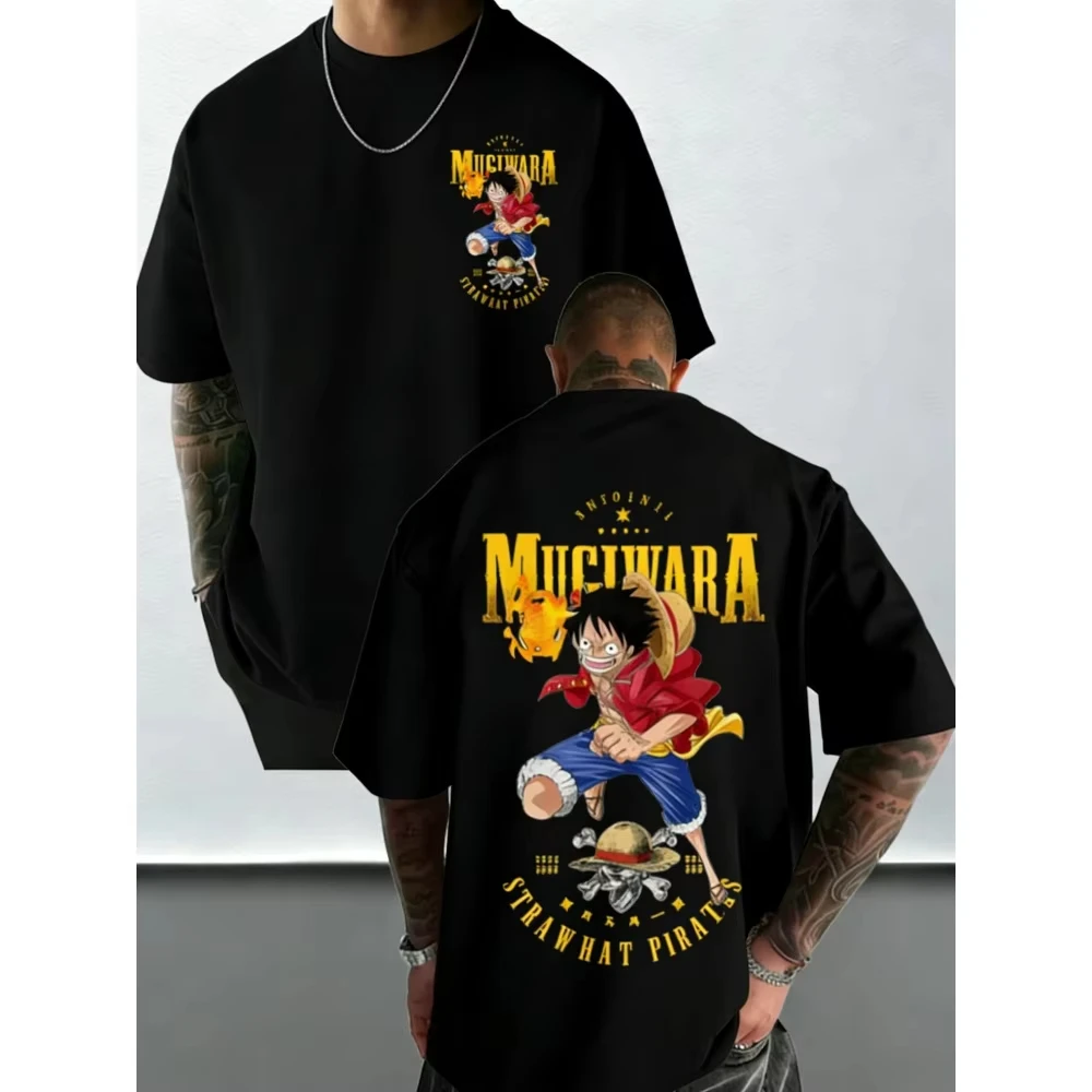 

Plus Size One Piece Anime Printed Men and Women T-shirt Casual Parent Child Top Fashion Street Wear Y2K Harajuku Style Summer